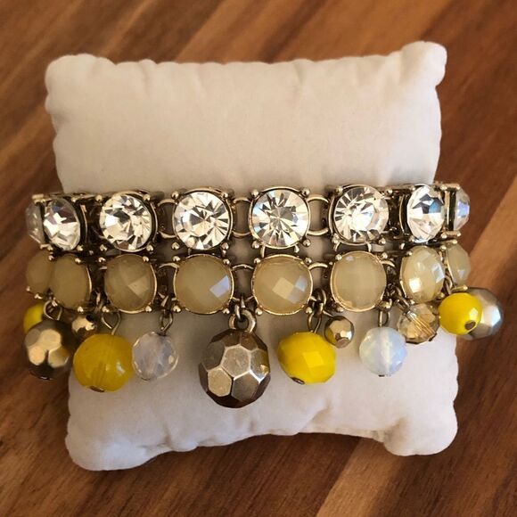 LOFT | Rhinestone Beaded Dangle Bracelet | 7” Length - Picture 3 of 4